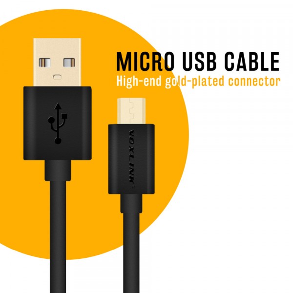 Cablu VOXLINK USB/microUSB de 1 m, negru