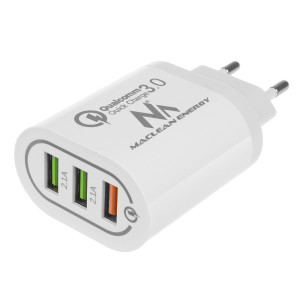 Maclean Energy Charger QC 3.0 MCE479 B - alb Qualcomm Quick Charge 3.6-6V / 3A, 6-9V / 2A, 9-12V / 1.5A