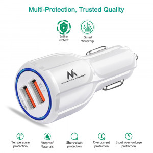 Maclean Energy QC 3.0 Car Charger pentru mașină MCE478 B - Alb Qualcomm Quick Charge QC 3.0 - 5V/3A, 9V/1.8A, 12V/1.6A