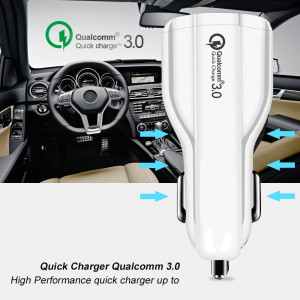 Maclean Energy QC 3.0 Car Charger pentru mașină MCE478 B - Alb Qualcomm Quick Charge QC 3.0 - 5V/3A, 9V/1.8A, 12V/1.6A