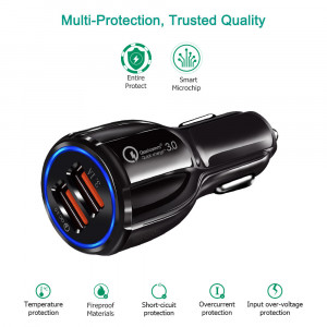 Maclean Energy QC 3.0 Car Charger pentru mașină MCE478 B - Negru Qualcomm Quick Charge QC 3.0 - 5V/3A, 9V/1.8A, 12V/1.6A