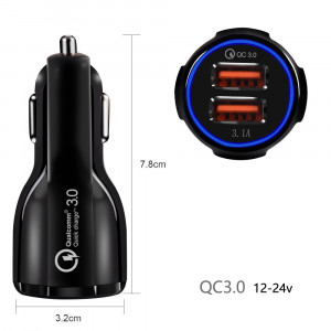 Maclean Energy QC 3.0 Car Charger pentru mașină MCE478 B - Negru Qualcomm Quick Charge QC 3.0 - 5V/3A, 9V/1.8A, 12V/1.6A